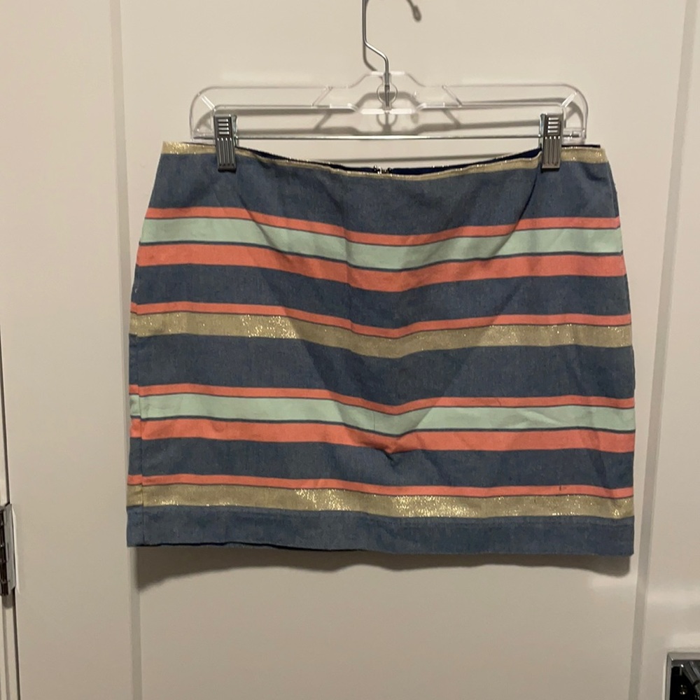Gap skirt, blue/gold/coral/green, size 6